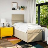 vidaXL Box spring postelja z vzmetnico krem 90x200 cm blago | Shoptok.si