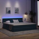  LED krevet za pohranu s madracem Tamno plava 200 x 200 cm | Shoptok.si