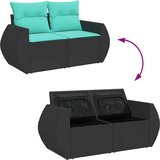 vidaXL Vrtna garnitura - 7-dijelni set vrtnih sofa od poliratana s jastucima crni - Crna sa spremištem 1 | shoptok.hr