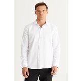 AC&Co / Altınyıldız Classics Men's White Slim Fit Slim Fit Classic Collar Dobby Shirt. Cene