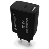Gembird TA-UC-2AC12-01-BK usb punjač, 2-port usb-a+ usb-c, 2.4 a, black | ePonuda.com