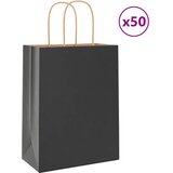 vidaXL Papirnate vrećice 50 kom s ručkama crne 21x11x28 cm | shoptok.hr