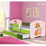  Dječji krevet ACMA s motivom, bočna zelena + ladica 140x70 cm 33 Cats | shoptok.hr