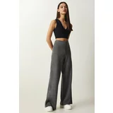 Happiness İstanbul Women's Gray Wide Leg Thick Knitwear Trousers