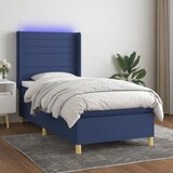  Krevet box spring s madracem LED plavi 90x190 cm od tkanine | shoptok.hr