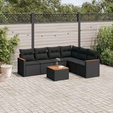  7-dijelni set vrtnih sofa od poliratana s jastucima crni | shoptok.hr