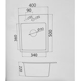 Metalac granitna usadna sudopera xQuadro 40 bela 400x500 Ø90 | Eponuda.com