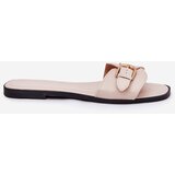 Boto Flat Ladies Sandals With Golden Buckle Beige Esiobb | shoptok.hr