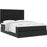 vidaXL Otomanski posteljni okvir z vzmetnico črn 140x200 cm um. usnje | Shoptok.si