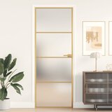 vidaXL Notranja vrata ozka zlata 76x201,5cm kaljeno steklo in aluminij | Shoptok.si