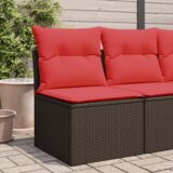  Vrtna sofa bez naslona za ruke s jastucima smeđa poli ratan | Eponuda.com