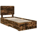  Okvir za krevet s uzglavljem Dimljeni hrast 100 x 200 cm | shoptok.hr