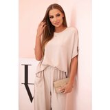 Kesi Włoski Viscose blouse + pants set dark beige | Shoptok.si