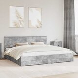  Krevetna konstrukcija s ladicama Betonski sivi 200 x 200 cm | shoptok.hr