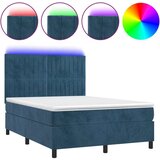  Box spring s madracem LED tamnoplavi 140x200 cm baršun | shoptok.hr