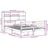 vidaXL Krevet s regalom za knjige bez madraca 120x190 cm masivno drvo | shoptok.hr