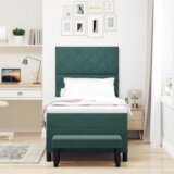  Postelja z vzmetnico z vzmetnico Temno zelena 90 x 200 cm Žamet, (5000126665) | Shoptok.si