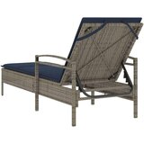 vidaXL Ležalnik z blazino siv 63x200x81 cm poli ratan (samo za ZDA) u