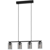 Eglo visilica Zocabon 99707, 4x E27, 81,5 cm, crna/prozirno staklo | shoptok.hr