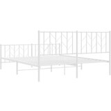 vidaXL Kovinski posteljni okvir z vzglavjem in vznožjem bel 160x200 cm | Shoptok.si