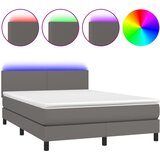  box spring s madracem LED sivi 140x200cm od umjetne kože | shoptok.hr
