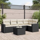  6-dijelni set vrtnih sofa s jastucima crni od poliratana | shoptok.hr