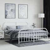 vidaXL Metalni okvir kreveta uzglavlje i podnožje bijeli 183x213 cm | shoptok.hr