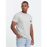 Ombre Casual men's t-shirt with patch pocket - pale green cene