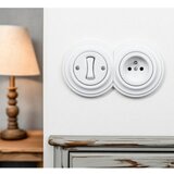  Kliklap - Retro jednopolni prekidač br. 1 i utičnica 230 V sa okvirom snežno bele boje | Eponuda.com