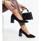 VINCEZA Black leather block heel pumps | shoptok.hr