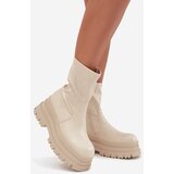 Boto Boots On Massive Platform Eco Leather Beige Kylira | shoptok.hr