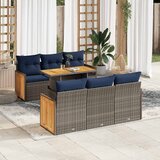 vidaXL 7-dijelni set vrtnih sofa poliratan i bagrem s jastucima sivi | shoptok.hr