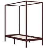 vidaXL Posteljni okvir z baldahinom temno rjav iz borovine 100x200 cm, (20644901) | Shoptok.si