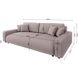 Ropez Svetlo rožnata raztegljiva/s prostorom za shranjevanje sedežna garnitura iz rebrastega žameta 234 cm Sara – | Shoptok.si