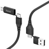 Hama 4-v-1 kabel tipa C z mikro USB in A adapterjem 1,5 m črne barve, (5000262048) | Shoptok.si