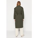 Trendyol Khaki Oversize Belted Epaulette Detailed Long Trench Coat | Shoptok.si