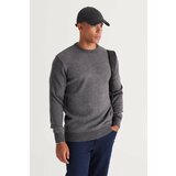 AC&Co / Altınyıldız Classics Men's Anthracite-gray Melange Standard Fit Normal Cut Crew Neck Honeycomb Patterned Knitwear Sweater. Cene