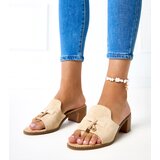  Beige block heel sandals with embellishment on strap Gariend | ePonuda.com