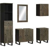 vidaXL 5-dijelni set kupaonskog namještaja Crno puno drvo mango | shoptok.hr