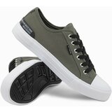 Ombre Men's short sneakers with contrasting inserts - khaki Cene