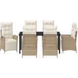 vidaXL 7-delni set vrtno-dining bež poli ratan | Shoptok.si