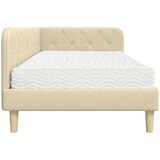 vidaXL Kotna postelja z vzmetnico z vzglavjem krema 100 x 200 cm blago | Shoptok.si