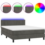 vidaXL Box spring postelja z vzmetnico LED temno siva 140x200 cm žamet, (20724332) Cene