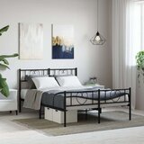 vidaXL Kovinski posteljni okvir z vzglavjem in vznožjem črn 135x190 cm | Shoptok.si
