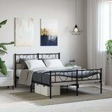 vidaXL Metalni okvir kreveta uzglavlje i podnožje crni 135x190 cm | shoptok.hr