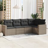 Maison Chic Seti vrtnega pohištva - Vrtna garnitura - Vrtni pohištvo set 5-delna z blazinami siv poli ratan, (21816144) | Shoptok.si