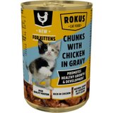 ROKUS hrana za mačiće, komadići piletine u sosu, 415g
