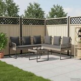  Set vrtnog kauča s jastukom 2 pcs Sivi Poli Rattan i čelik - Sivi | shoptok.hr