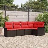  Vrtna sedežna garnitura z blazino 5 pcs Rjava Poly ratan, (5000022119) | Shoptok.si