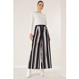 By Saygı Belted Waist Longitudinal Thick Striped Palazzo Trousers with Side Pockets cene